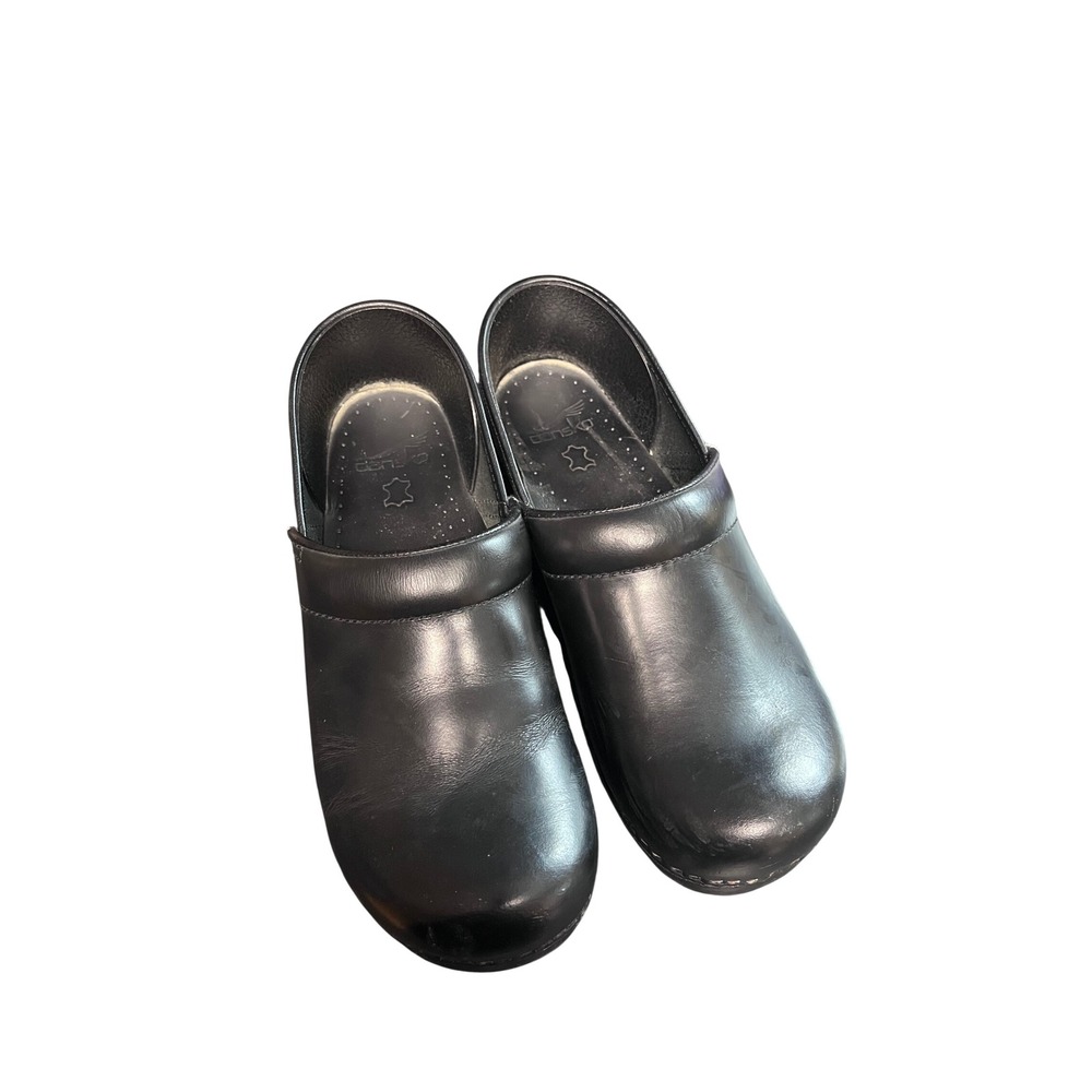 Dansko Black Leather Professional Clogs Size 40 Comfort‎ Slip On Shoes
